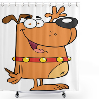 Personality  Happy Dog Character Waving Shower Curtains