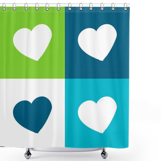 Personality  Basic Heart Flat Four Color Minimal Icon Set Shower Curtains