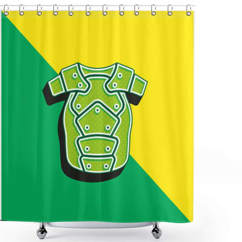Personality  Armor Green And Yellow Modern 3d Vector Icon Logo Shower Curtains