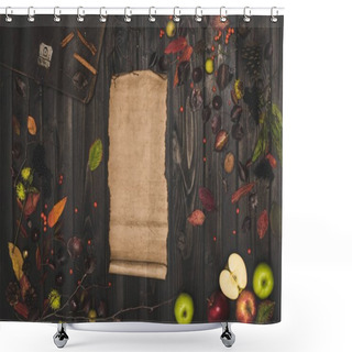 Personality  Autumn Leaves And Blank Parchment  Shower Curtains