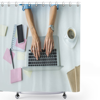 Personality  Businesswoman Working With Laptop Shower Curtains