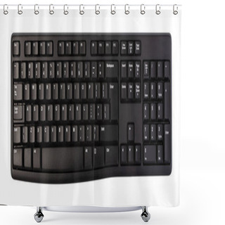 Personality  Top View Desktop Computer Keyboard Isolated On White Background Shower Curtains