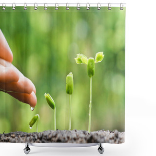 Personality  Hands Nurturing And Watering Young Plants Shower Curtains