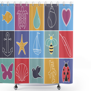 Personality  Summer Icons Set Shower Curtains