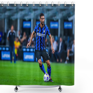 Personality  Roberto Gagliardini Of FC Internazionale During The Friendly Match Pre-Season 2020/21 Between FC Internazionale Vs AC Pisa 1909 At The San Siro Stadium, Milan, Italy On September 19, 2020 - Photo Fabrizio Carabelli /LM Shower Curtains