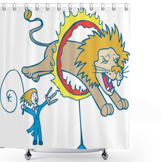 Personality  Lion Tamer Shower Curtains