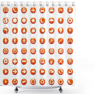 Personality  64 Presentation Buttons Icons Symbol Web Eco. Shower Curtains