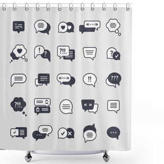 Personality  Chat Symbols Black Glyph Icons Vector Set Shower Curtains