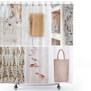 Personality  Collage Of Photos In Brown Colors Shower Curtains