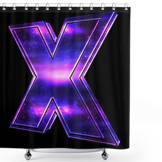 Personality  X Symbol In 3D Text With Celestial Design Isolated On Black Shower Curtains