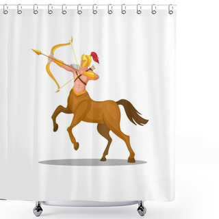 Personality  Centaur Archer Warrior Mythological Heroes Character. Sagittarius Mascot Illustration Vector Shower Curtains