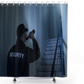 Personality  Searching On Stairway With Flashlight Shower Curtains