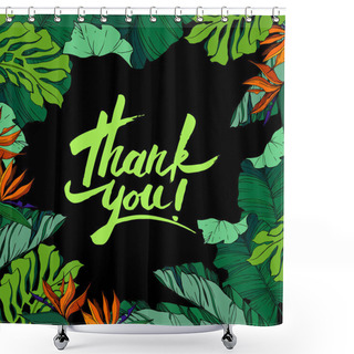 Personality  Vector Tropical Floral Botanical Flowers. Black And White Engraved Ink Art. Frame Border Ornament Square. Shower Curtains