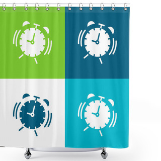 Personality  Alarm Clock Flat Four Color Minimal Icon Set Shower Curtains