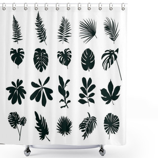 Personality  Set Of Silhouettes Of Tropical Leaves. Vector Illustration. Shower Curtains