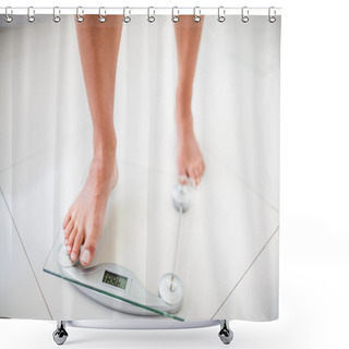Personality  Womans Feet Going On Weighting Scale Shower Curtains