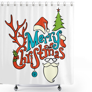 Personality  Merry Christmas Lettering. Shower Curtains