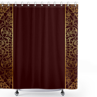 Personality  Vector Red & Gold Frame With Oriental Ornament Shower Curtains