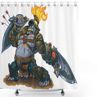 Personality  Gorilla Warrior Fantasy Vector Illustration Clip Art Shower Curtains