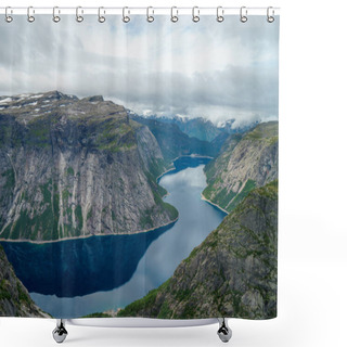 Personality  Beautiful Fjord In Norway. View From The Top Shower Curtains