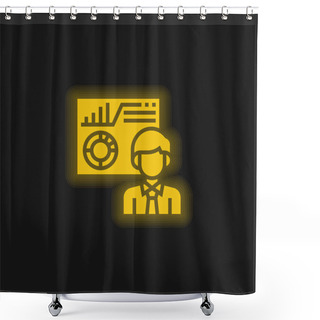 Personality  Analysing Yellow Glowing Neon Icon Shower Curtains