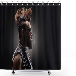 Personality  Punk Rocker Smoking A Cigarette  Shower Curtains