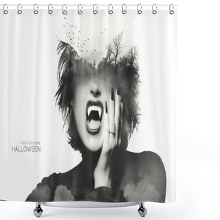 Personality  Halloween Concept With A Gothic Girl Shower Curtains