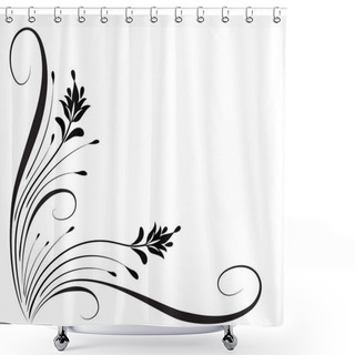 Personality  Decorative Floral Corner Ornament For Stencil Isolated On White  Shower Curtains