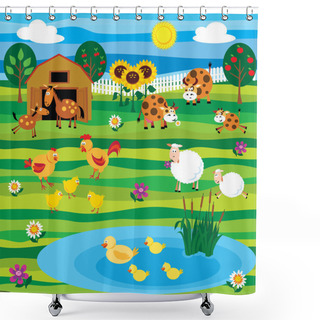 Personality  Farm Set Shower Curtains