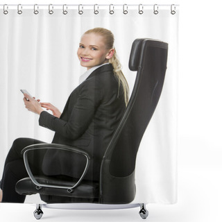 Personality  Businesswoman Seated On A Chair Shower Curtains