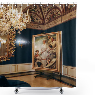 Personality  Monaco, Monaco - 2 September 2023: Luxurious Interiors Of The Prince's Palace Of Monaco Shower Curtains