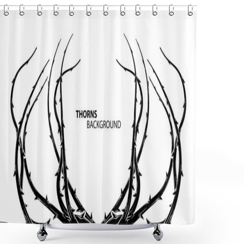 Personality  Blackthorn Branches With Thorns Stylish Endless Background. Horror Style Horrible. Vector Illustration. Shower Curtains