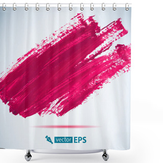 Personality  Vector Acrylic Pink Ink Spot. Wet Brush Stroke On Paper Texture. Dry Brush Strokes. Abstract Composition For Design Elements Shower Curtains