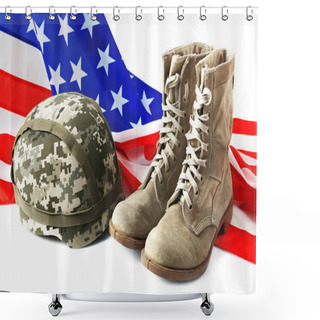 Personality  Pair Of Combat Boots Shower Curtains