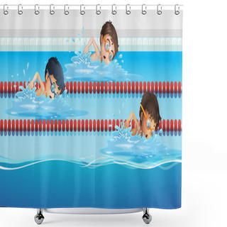 Personality  Athletes Swimming In The Pool Shower Curtains