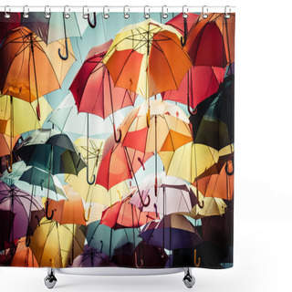 Personality  Background Colorful Umbrella Street Decoration. Shower Curtains