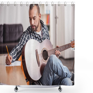 Personality  Handicapped Musician Writing Down Music Chords Shower Curtains