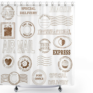 Personality  Vector Stamp Set Collection Shower Curtains