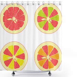 Personality  Lemon, Lime, Orange, Pink Grapefruit, Pomelo Collection Of Vector Illustrations On A Transparent Background Shower Curtains