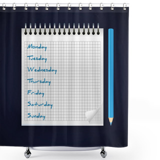 Personality  Vector Notebook With Handwriten Schedule Shower Curtains