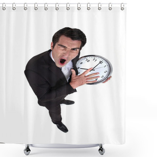 Personality  Man Shouting With Watch In Hand Shower Curtains