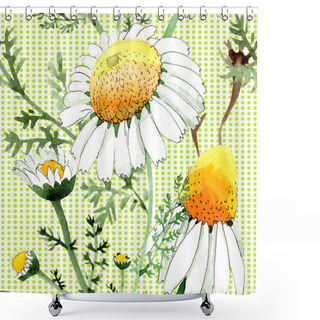 Personality  Wild Spring Chamomile Flowers. Watercolor Illustration Set. Watercolour Drawing Fashion Aquarelle. Seamless Background Pattern. Fabric Wallpaper Print Texture. Shower Curtains