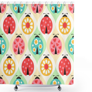 Personality  Ladybird Cartoon Pattern Shower Curtains
