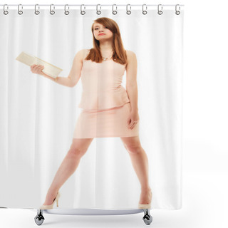 Personality  Girl In Dress With Handbag Shower Curtains
