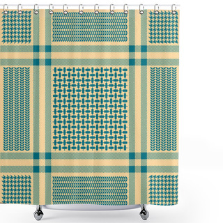 Personality  Squared Keffiyeh Vector Pattern With Geometric Motifs.  Shower Curtains