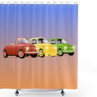 Personality  Tuning Retro Car Set, Vector Shower Curtains