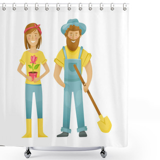 Personality  Farmers And Farmland, Harvest And Grain, Organic Products. Rural Landscape. Shower Curtains
