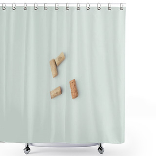 Personality  Top View Of Arrangement Of Bottle Corks Isolated On Grey Shower Curtains