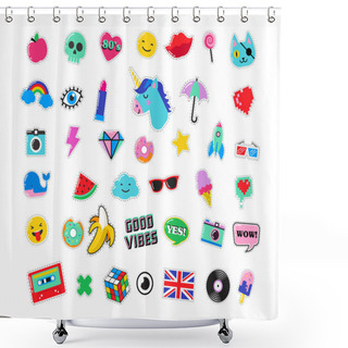 Personality  Pop Art Fashion Chic Patches, Pins, Badges And Stickers Shower Curtains