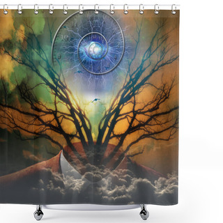 Personality  Surreal Artisitc Image With Time Spiral Shower Curtains